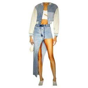 EB Denim Reinvented Long Skirt in Multi Denim